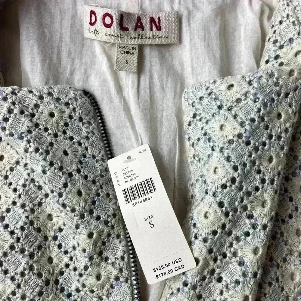 Dolan anthropologie Rossi Eyelet ivory blue moto jacket s small boho festival - Picture 10 of 10